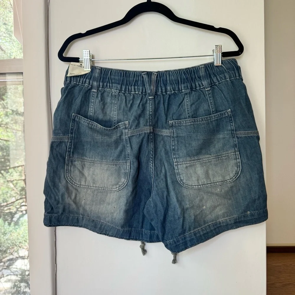 NWT Free People We The Free Second Chances Drawstring Jean Shorts Blue XS